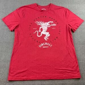 Fireball Whisky Graphic T Shirt Red Medium Logo Promo Short Sleeve Retro 2016‎